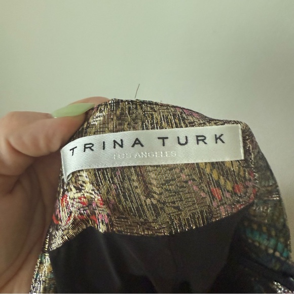 Trina Turk Siya Metallic Silk Butterfly Patterned Wide Leg Pants 0 - Picture 11 of 11